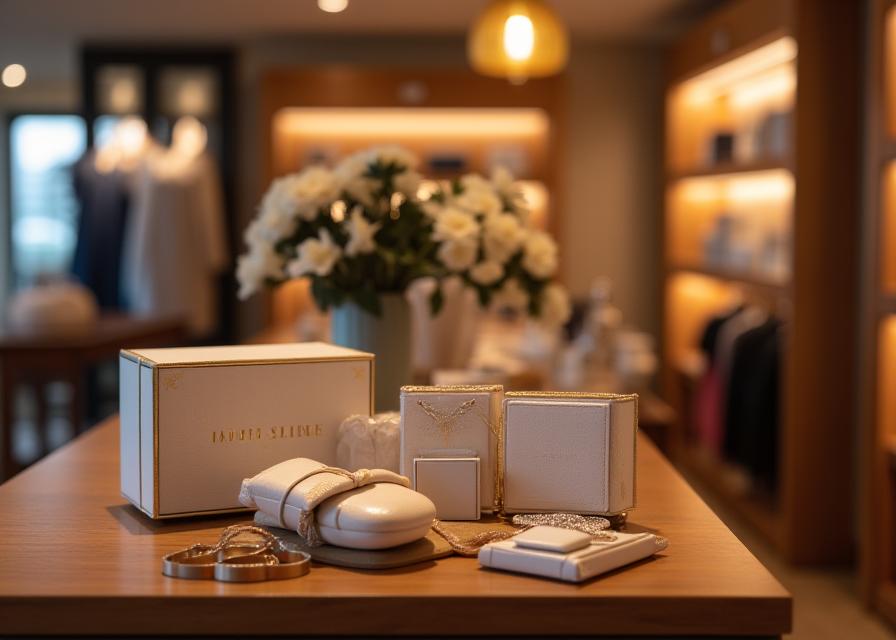 Exklusive Präsentation von Schuhzubehör-Sets in Boutique